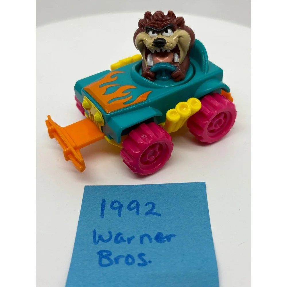 Warner Bros Taz Car Toy 1992 Looney Tunes‎ Pull Back Racer head spins Tasmanian